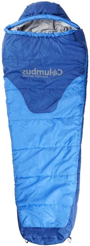 Slaapzak Junior - Kampeerzak Holle Vezel - Buiten Overnachten - Met Thermische Kraag - 165 x 65/45 cm - Blauw