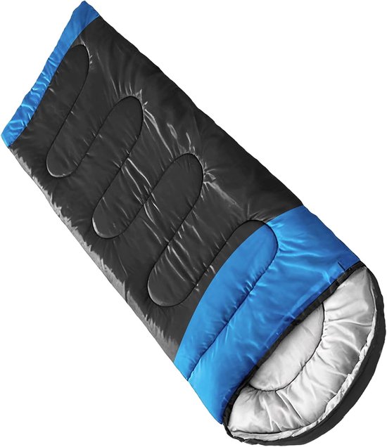 Slaapzak - Kampeerslaapzak Outdoor - Kamperen en Wandelen - All-weather Isolatie - 980 g - Zwart Blauw