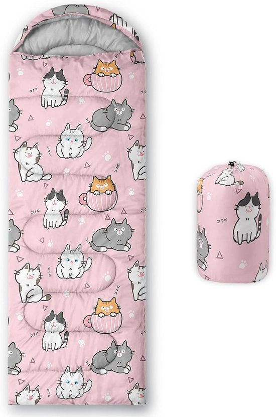 Slaapzak - Kampeerzak - Kamperen en Hiken - Waterdicht en Ademend - 80 x 230 cm - Kattenprint
