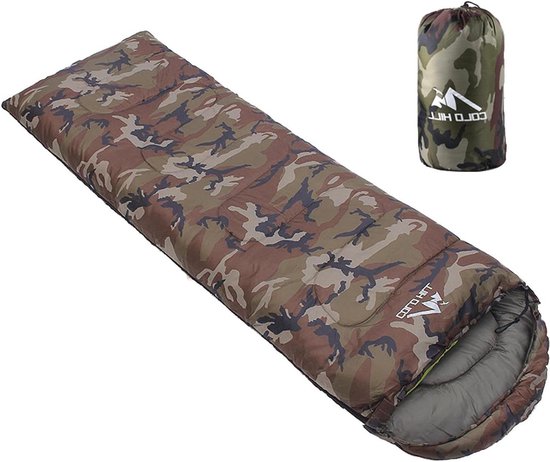 Slaapzak - Kampeerzak - Outdoor avonturen - Met compressiezak - 220 x 70 cm - Camouflage