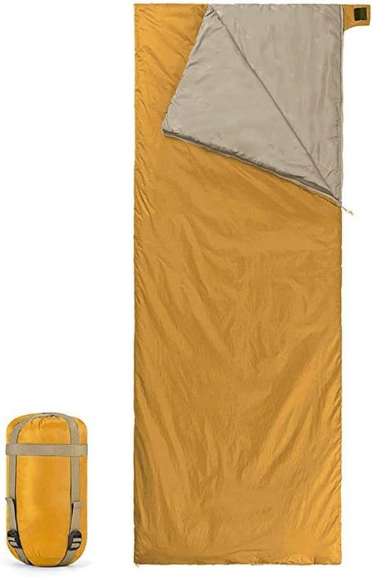 Slaapzak - Kampeerzak Outdoor - Kamperen en Hiken - Waterafstotend Nylon - 190x75 cm - Geel