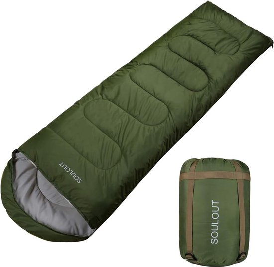 Slaapzak - Kampeerzak - Outdoor slapen - Waterdicht en draagbaar - 220x87 cm - Leger Groen