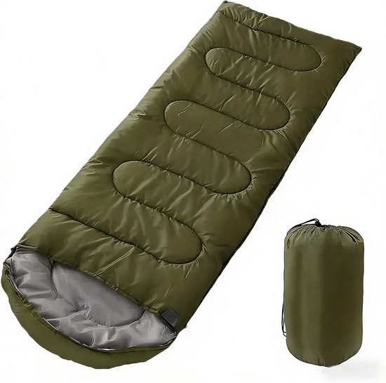 Slaapzak Kamperen - Outdoor Slaapzak - Alle Seizoenen - Waterdicht Ademend - 210 x 75 cm - Legergroen van Merkloos
