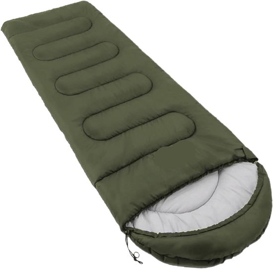 Slaapzak Katoen - Outdoor Bag - Kamperen en Wandelen - Lichtgewicht Draagbaar - 2000 Gram - Groen-rechts