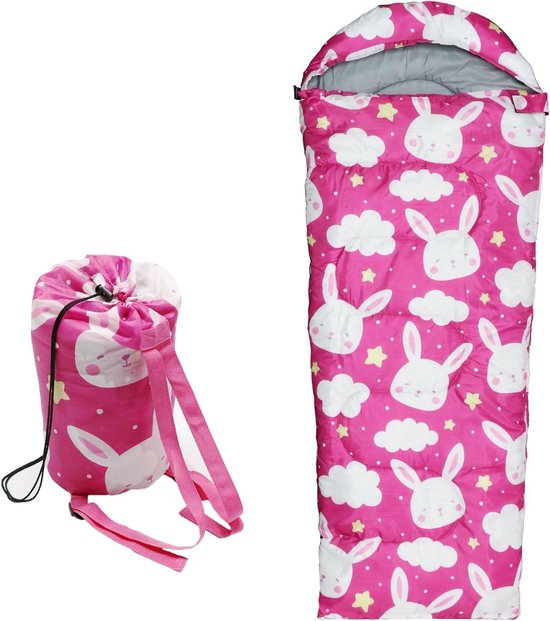 Slaapzak Kinderen - Kampeerslaapzak Compact - Buiten Avonturen - Waterdicht Ademend - Tot 155cm - Roze