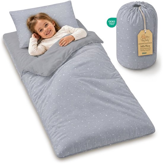 Slaapzak kinderen met kussen en ritssluiting voor baby 3-7 jaar - 75x140 cm kinderslaapzak binnen voor kinderdagverblijf kleuterschool dekenslaapzak Oeko-Tex 75 x 140 Galaxie