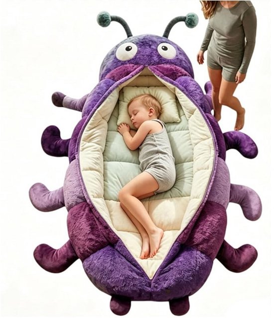 slaapzak - kinderslaapzak -Dekenmodel slaapzakken - 80 * 180cm - Caterpillar Hug slaapzak kinderslaapzak - slaapzak junior -knuffel slaapzak - 2 in 1 slaapzak - zacht en wollig - om te spelen, knuffelen, slapen - Paars van Merkloos