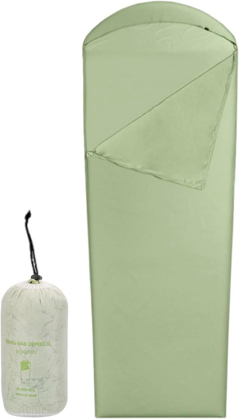 Slaapzak Laken - Reis Laken Liner - Hygiënisch Slapen - Lichtgewicht Ontwerp - 210 x 80 cm - Groen