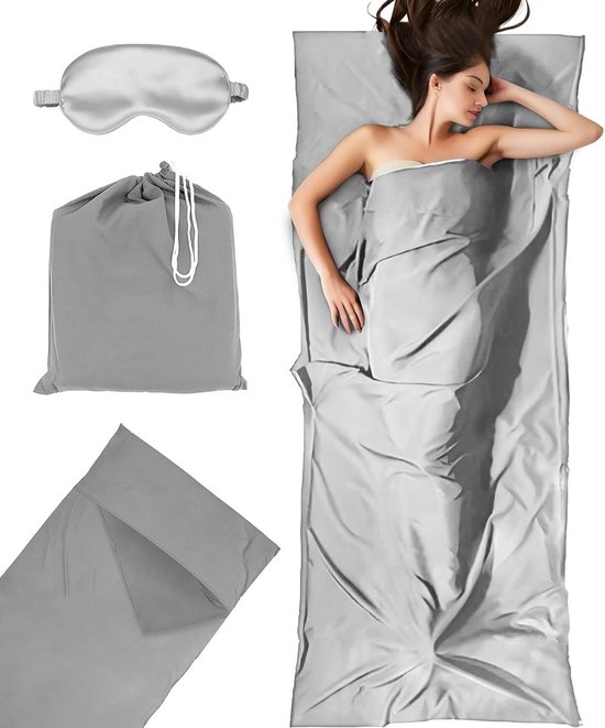 Slaapzak - Lichtgewicht reiszak - Backpacken en reizen - Ultra lichtgewicht - 220 x 90 cm - Grijs