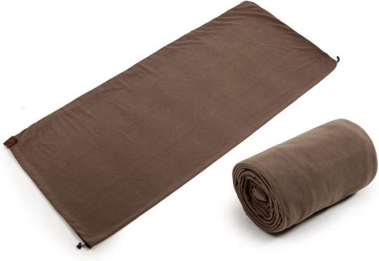 Slaapzak Liner - Fleece Binnenzak - Kamperen en Reizen - Lichtgewicht en Compact - 80 x 180 cm - Bruin