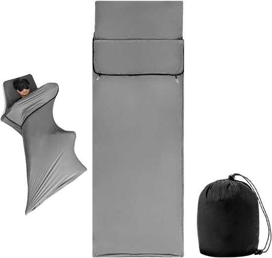 Slaapzak Liner - Kampeerhoes - Comfortabel Slapen - Ademend Materiaal - 80x210cm - Grijs