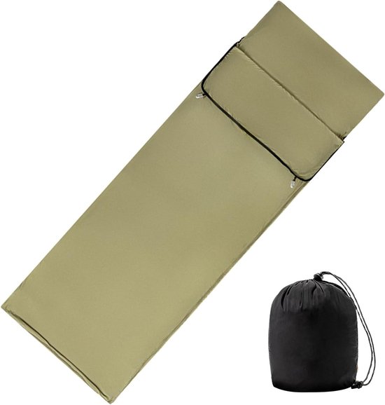 Slaapzak Liner - Kampeerhoes Reis Laken - Buiten Slapen - Voelt Zacht Aan - 80 x 210 cm - Groen