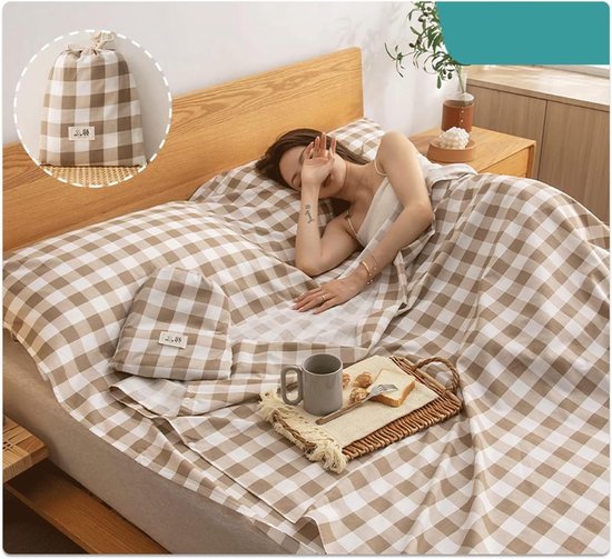 Slaapzak Liner - Reis Laken - Comfortabel Slapen - 100% Katoen - 80x210cm - Bruin