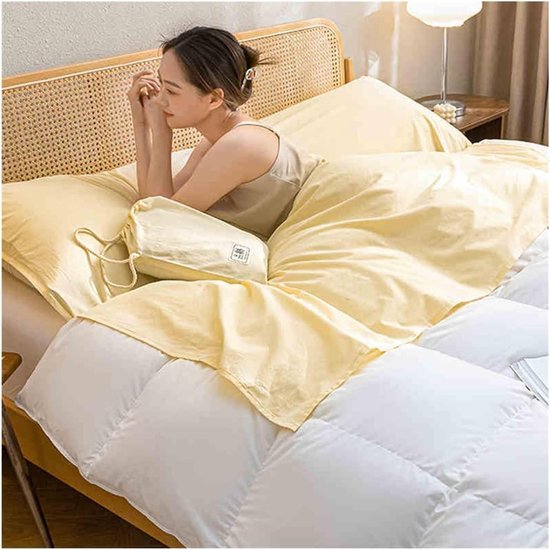 Slaapzak Liner - Reis Laken - Comfortabel Slapen - Ademend Katoen - 200x210cm - Beige