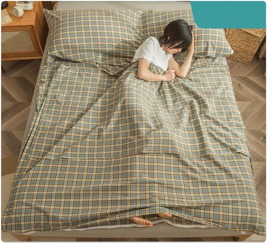 Slaapzak Liner - Reis Laken - Comfortabel Slapen - Ademend Katoen - 80x210cm - Groen