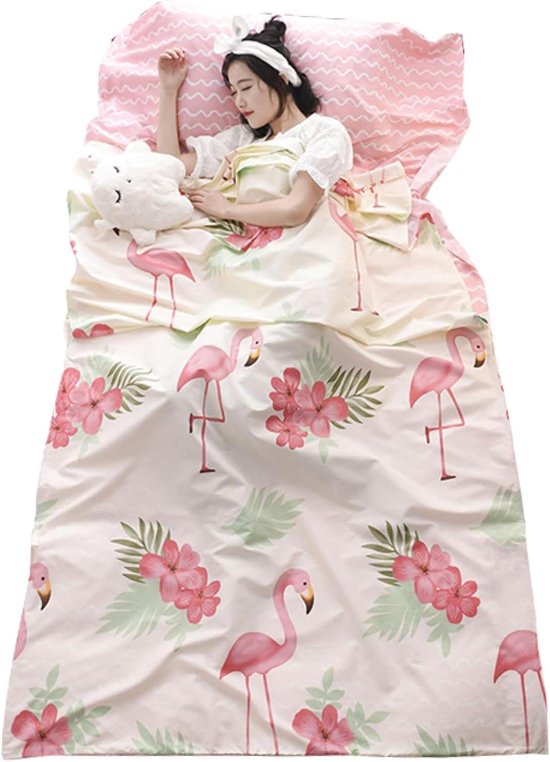 Slaapzak Liner - Reis Laken - Comfortabel Slapen - Ademend Katoen Met Rits - 80 x 230 cm - Roze