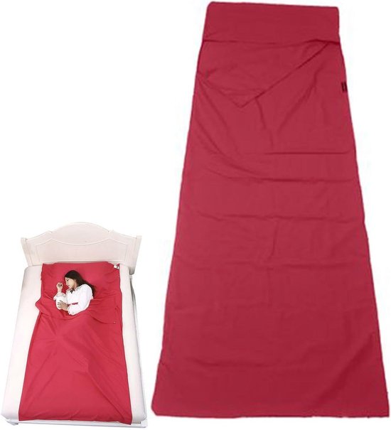 Slaapzak Liner - Reis Laken - Comfortabel Slapen - Ademend Materiaal - 75 x 210 cm - Rood