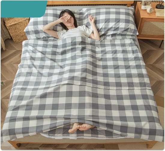 Slaapzak Liner - Reis Laken - Comfortabel Slapen - Met Rits - 80x210cm - Grijs