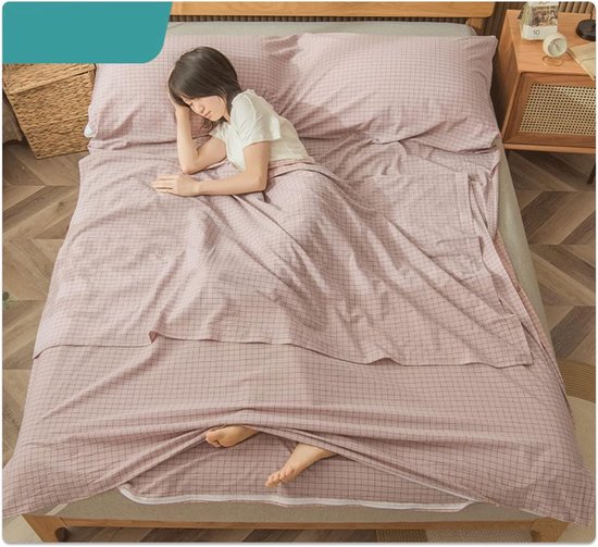 Slaapzak Liner - Reis Laken - Comfortabel Slapen - Met Rits - 80x210cm - Roze