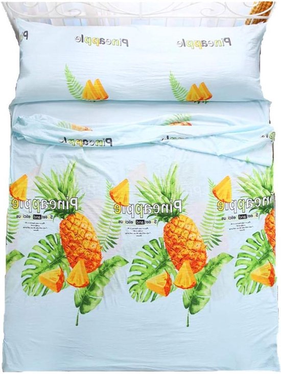 Slaapzak Liner - Reis Laken - Hygiënisch Slapen - Met Kussensloop - 120x210 cm - Gele Ananas