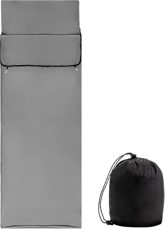 Slaapzak Liner - Reis Laken - Kamperen en Reizen - Ademend en Vochtregulerend - 80 x 210 cm - Grijs
