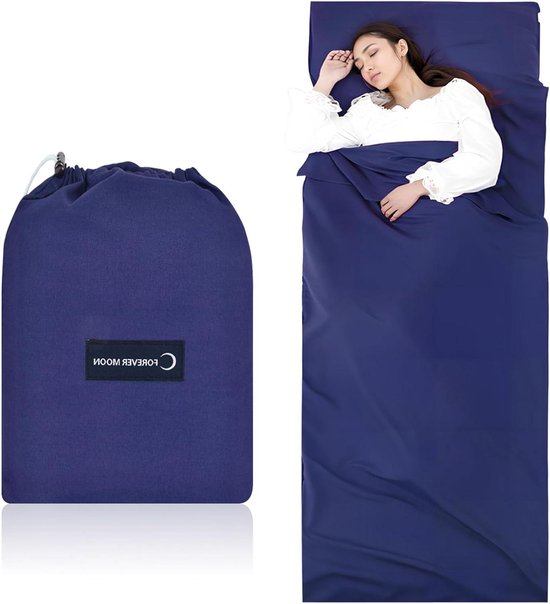 Slaapzak Liner - Reis Laken - Kamperen en Reizen - Extra Kussenvak - 90 x 220 cm - Cyaan
