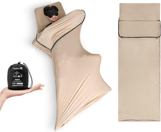 Slaapzak Liner - Reis Laken - Kamperen en Reizen - Hoge Elasticiteit - 210 x 80 cm - Beige