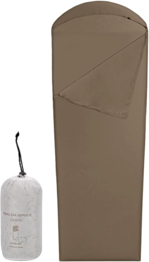 Slaapzak Liner - Reis Laken - Kamperen en Reizen - Verbeterd Comfort - 210x80cm - Donkere Koffie