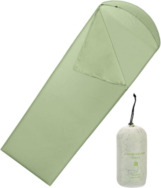 Slaapzak Liner - Reis Laken - Kamperen en Reizen - Verbetert Comfort en Warmte - 210 x 80 cm - Groen