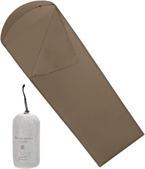 Slaapzak Liner - Reis Laken - Kamperen en Reizen - Verhoogt Warmte - 210x80cm - Donkere Koffie