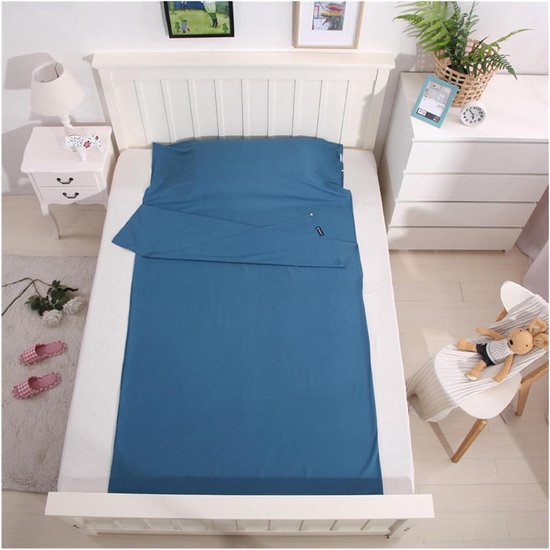 Slaapzak Liner - Reis Laken - Kamperen Reizen - Lichtgewicht Ademend - 75 x 210 cm - Blauw