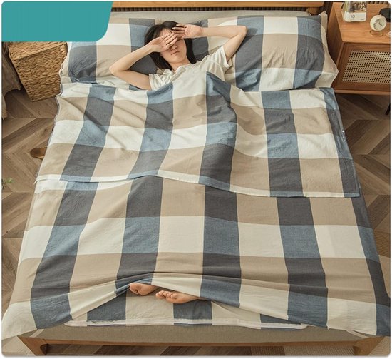 Slaapzak Liner - Reis Laken - Kamperen Reizen - Met Rits - 180x210cm - Blauw