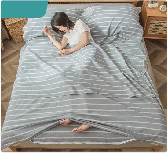 Slaapzak Liner - Reis Laken - Kamperen Reizen - Met Rits - 80x210cm - Blauw