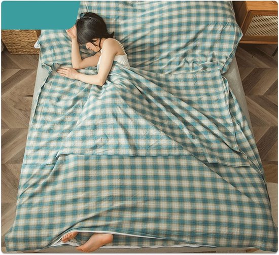 Slaapzak Liner - Reis Laken - Kamperen Reizen - Met Rits - 80x210cm - Groen