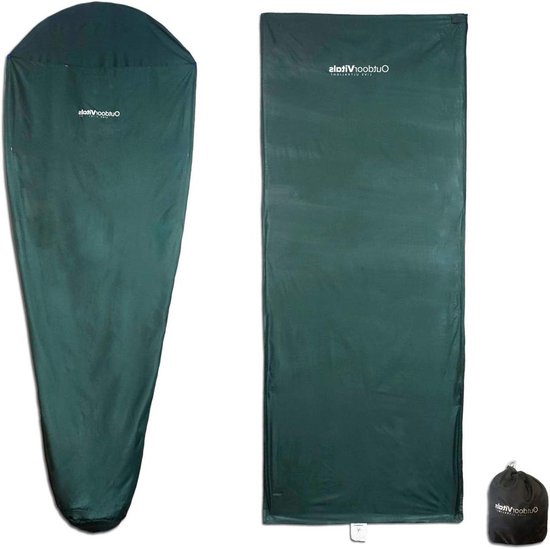 Slaapzak Liner - Reisdeken Kampeerlaken - Kamperen en Reizen - Micro Polyester Stof - 203 x 81 cm - Houtskool