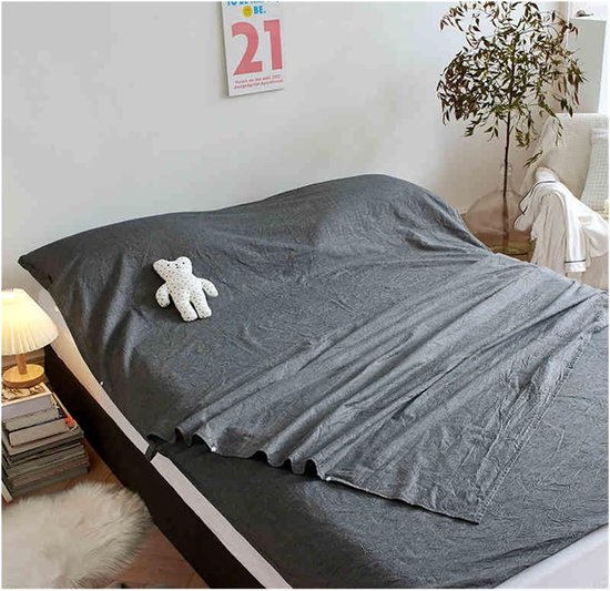 Slaapzak Liner - Reislaken - Comfortabel Reizen - Gewassen Katoen - 130x210cm - Zwart