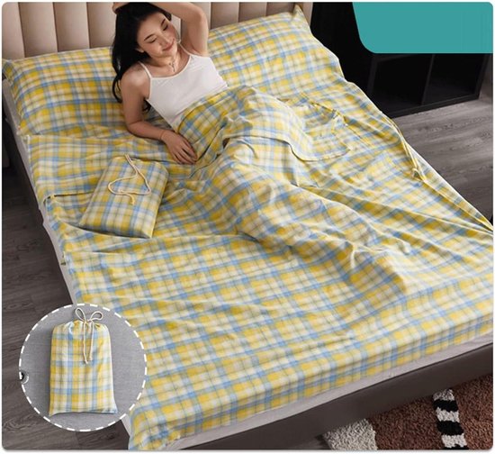 Slaapzak Liner - Reislaken Slaapzak - Comfortabel Slapen - 100% Gewassen Katoen - 160x210cm - Groen