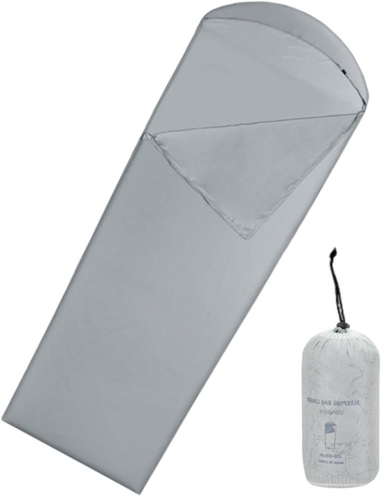 Slaapzak Liner - Reislaken Slaapzak - Kamperen en Reizen - Verbetert Warmte Retentie - 210x80cm - Grijs