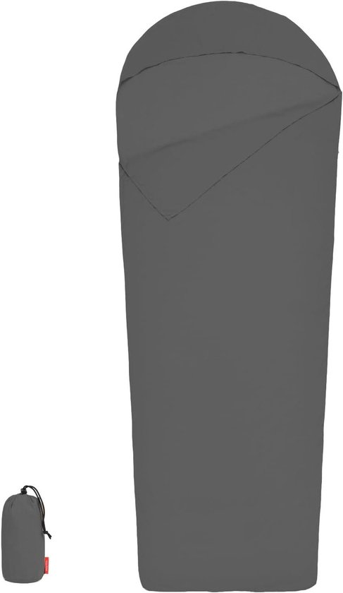 Slaapzak Liner - Slaapzakhoes Binnen - Kamperen en Reizen - Lichtgewicht en Compact - 210x80cm - Grijs