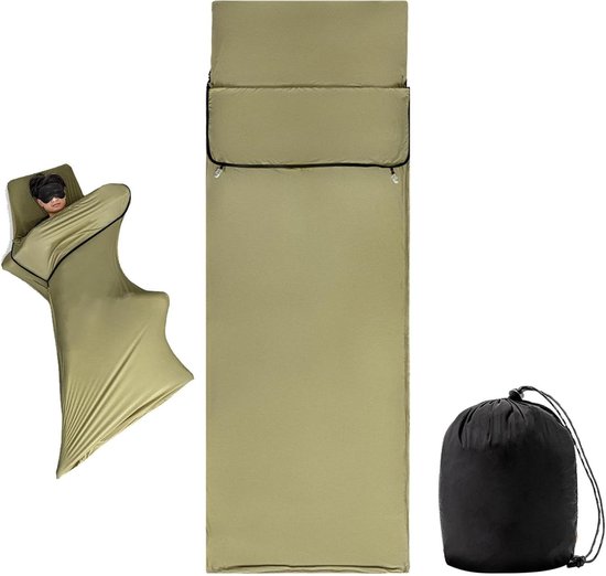 Slaapzak Liners - Reisvoeringen Ademend - Outdoor Comfort - Sneldrogend Materiaal - 80x210 cm - Groen