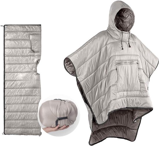 Slaapzak Mantel Winter Camping Poncho Draagbare Deken Luie Quilt Lounge Deken Warm Jas voor Mannen Vrouwen met Capuchon Slaapzak voor camping van Merkloos