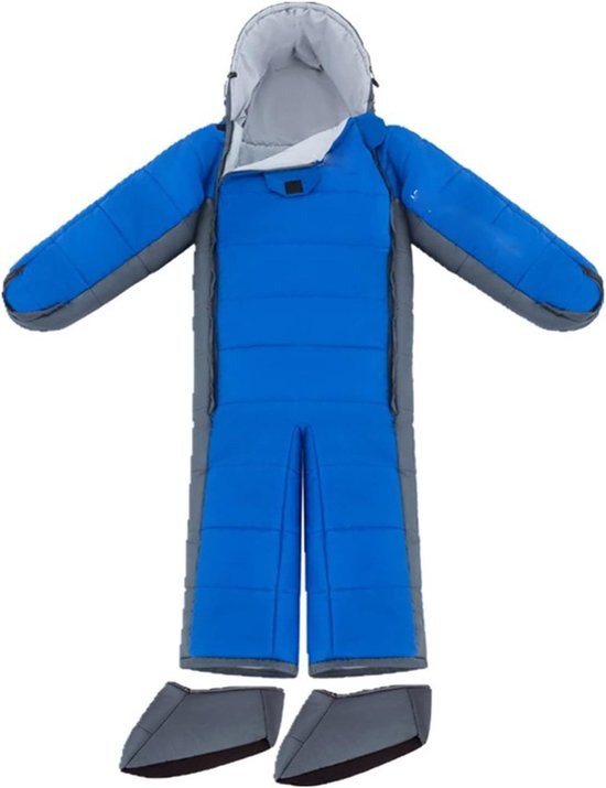 Slaapzak met benen - Draagbare slaapzak - Outdoor avonturen - Verstelbare voeten en handen - 190 cm lengte - Grijs