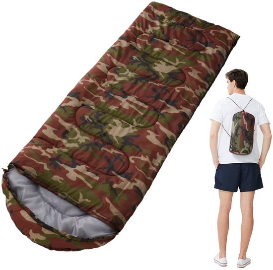 Slaapzak met camouflagepatroon - Slaapzak voor buiten - Unisex, comfortabele en lichtgewicht slaapzak van polyester en nylon in envelopstijl, geschikt voor wandelen, kamperen en andere buitenactiviteiten - 210cm*75cm van Merkloos
