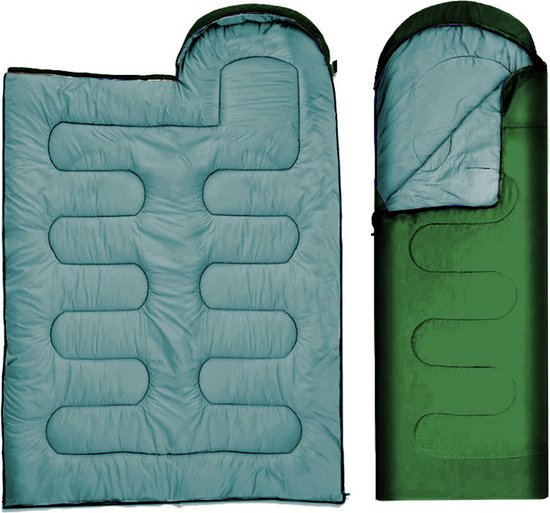 Slaapzak met capuchon, 2-in-1 kampeerquilt, groen van Quechua