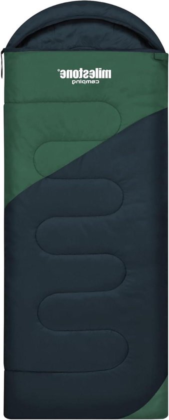 Slaapzak met capuchon - 3 seizoenen enkele envelop stijl - 250gsm Waterbestendig - 220 x 80 cm met draagtas voor kamperen buiten van Merkloos