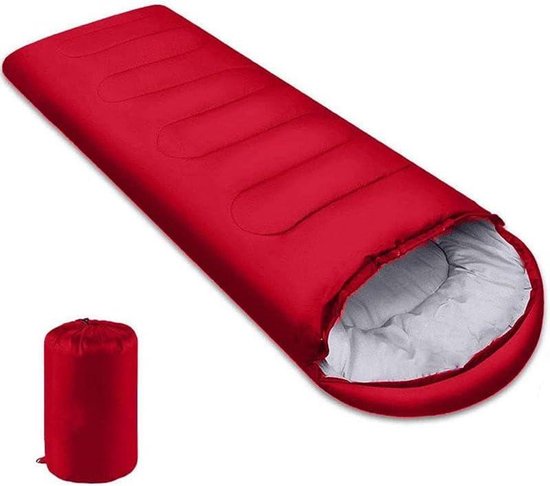 Slaapzak met Capuchon - Kampeerzak - Buiten slapen - Katoenen vulling - 1-persoons - Rood