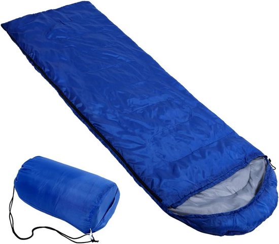 Slaapzak met Hoed - Kampeerzak Envelope - Buiten slapen - Waterafstotend en winddicht - 190 cm lengte - Blauw
