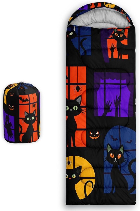 Slaapzak Mummie - Outdoor Slaapzak - Warm Kamperen - Waterdicht Buitendoek - 80 x 230 cm - Kattenprint