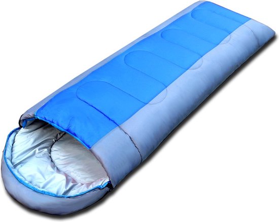Slaapzak - Mummieslaapzak - Dekenmodel - Met een draagtas - Kamperen - 215x75 cm - Blauw/grijs van Merkloos