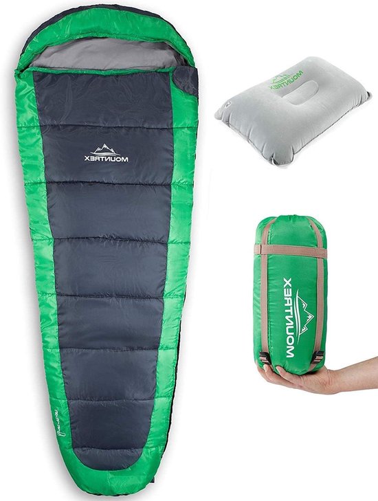 Slaapzak - Mummieslaapzak Zomer - Kamperen en Reizen - Ultralicht en Compact - 205x75cm - Groen